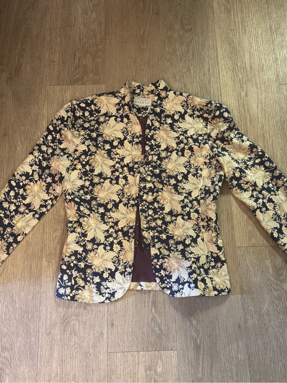VTG Adrianna Papell 100% Silk Brocade Floral Jacket Sz 10 RARE FIND! Authentic